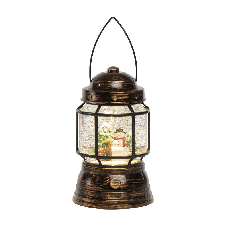 Transpac Artificial 6.75 in. Multicolored Christmas Light Up Rustic Snowman Lantern, 1 of 2