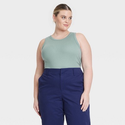 Women's Slim Fit Ribbed Tank Top - A New Day™ Teal 4X