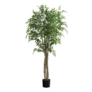 TopComfy Artificial Trees 79in Tall Artificial Ficus Tree Large Faux Ficus Tree Artificial Tree Black Pot for Dining Room, Green, 35.5"*35.5"*78.75" - 1 of 4
