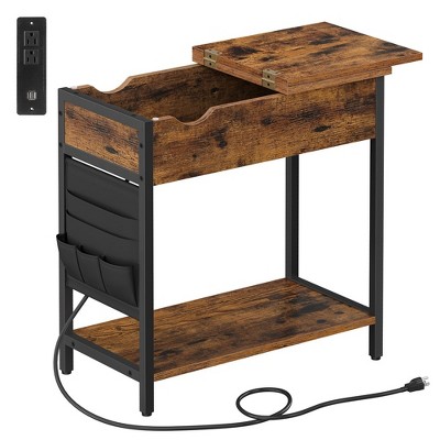 VASAGLE Side Table End Table with USB Ports and Outlets, Nightstand with Charging Station