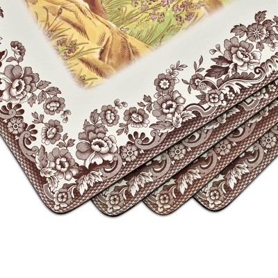 Woodland Wildlife Brown and White Hardboard Placemats Set of 4