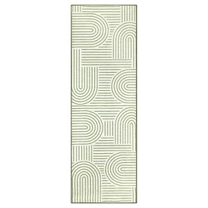Washable Modern Large Living Room Rugs, Rainbow Print Soft Non Slip Bedroom Carpet, Low Pile Geometric Dining Room Rugs - 1 of 4