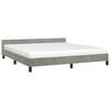 vidaXL Bed Frame with Headboard, Light Gray, 76"x79.9" King Velvet - 2 of 4