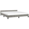 vidaXL Bed Frame with Headboard, Light Gray, 76"x79.9" King Velvet - image 2 of 4