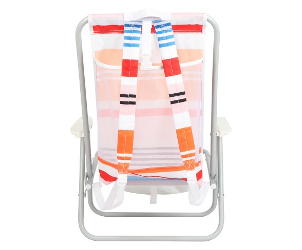 Backpack Beach Chair - Peach Stipe - Evergreen