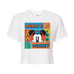 Women's - Disney - Music And Mickey Cropped Graphic T-Shirt - 1 of 4