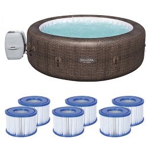 Bestway SaluSpa St Moritz AirJet 6 Person Inflatable Portable Hot Tub and 6 Coleman SaluSpa Type VI Replacement Filter Cartridges - 1 of 4