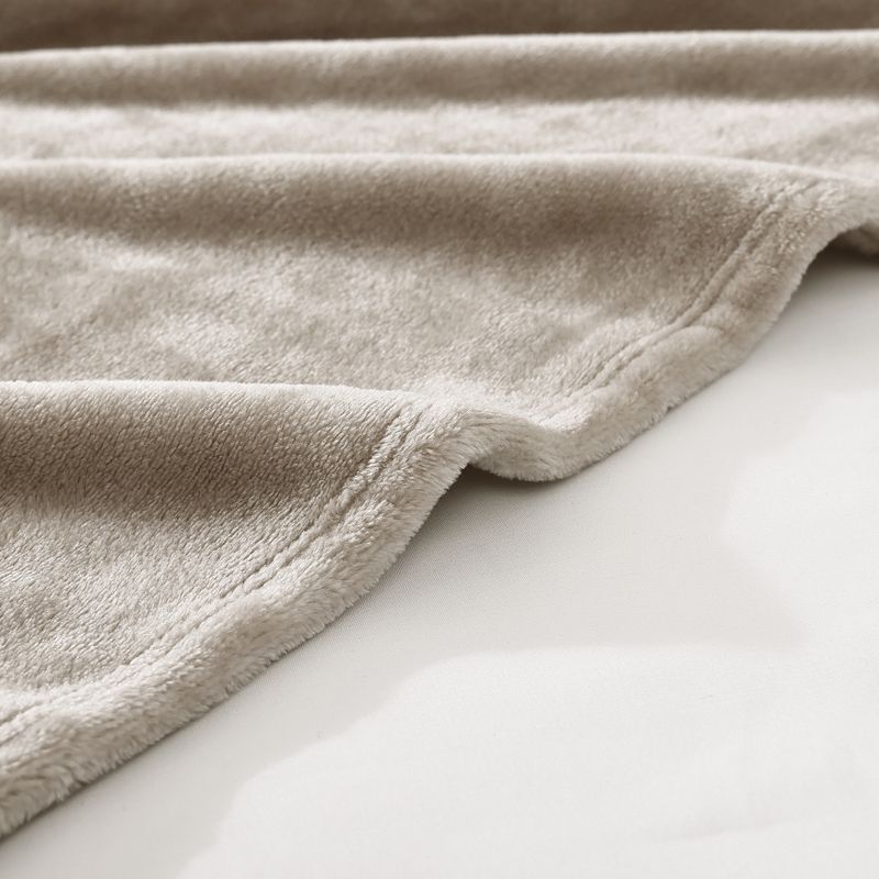 Poppy & Fritz Solid Ultra Soft Plush Beige Twin Blanket, 2 of 7