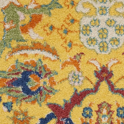 Bohemian Bliss Yellow Floral 9' x 12' Low-Pile Area Rug