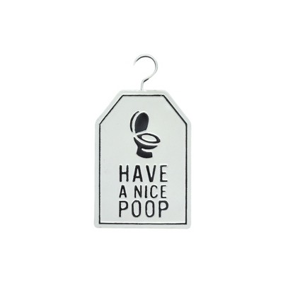 VIP Metal 10.04 in. White Embossed Bathroom Sign with Hanger