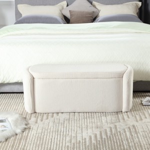 Modern Fabric Upholstered Storage Ottoman Bench with Safe Hinge,Lounge End of Bed Storage Bench,Storage Entry Bench,Storage Hassock-Cuddlewood - 1 of 4
