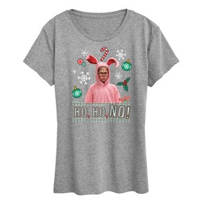 Women's - A Christmas Story - Ho Ho No Pink Bunny Suit Short Sleeve Graphic T-Shirt - 1 of 4