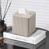 LunaLulinlk PU Leather Tissue Box Cover Square Tissue Box Holder with Magnetic Closure Beige - 4 of 4