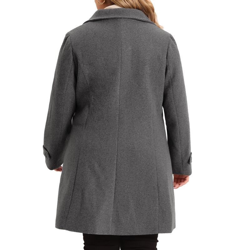 Agnes Orinda Women's Plus Size Single Breasted Long Sleeve Fleece Warm Overcoats, 4 of 6