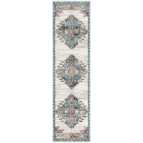 Well Woven Eugene Blue Oriental Medallion Non-Slip Runner Rug 2x7