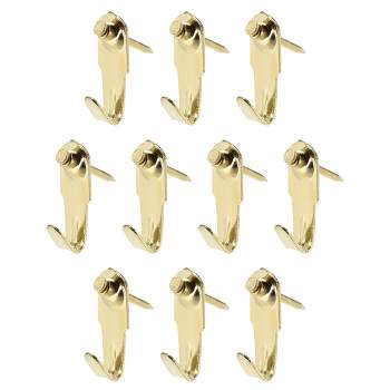 Unique Bargains Photo Frame Hanging Hooks Kit with Nails for Wall Mounting Brassy 0.94" x 0.35" 50 Pcs