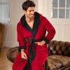 ADR Men's Robe, Plush Fleece Hooded Bathrobe Man, Long Warm Cozy Bath Robe Man - 3 of 4