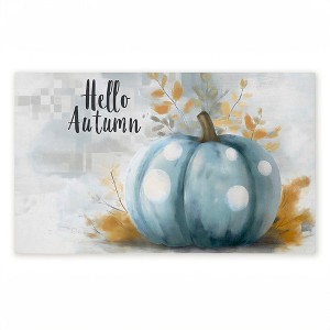 Stupell Industries Hello Autumn Blue Pumpkin Printed Outdoor Door Mat, design by Creative Studio, 18"x30" - 1 of 4