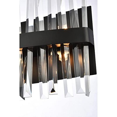 Black Crystal 24-Inch Dimmable 8-Light Bath Sconce
