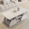 FONTOI Engineered Wood Rounded Corner Rectangular Coffee Table Storage Table with Open Shelves for Reception Room Living Room, White, 52.2"*27.4"*5.7" - 4 of 4