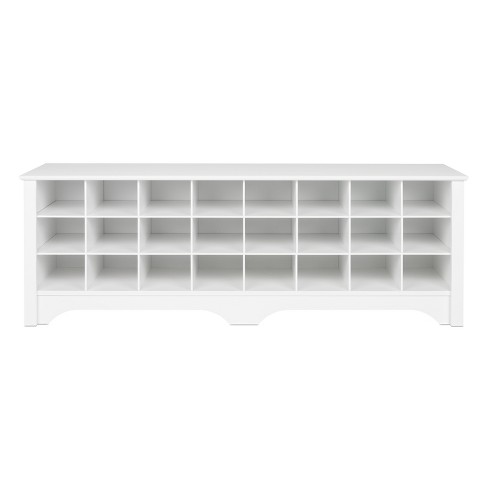 17 in. H 5-Pair White Wood Shoe Rack Bench 3-Tier Storage Shelf