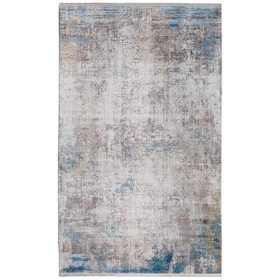 Cadiz Modern Abstract Ivory/Blue/Gold Area Rug