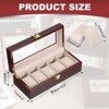 Unique Bargains Wooden Glass Cover Removable Watch Pillow Watch Storage Box - 2 of 4