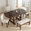 Mshliw 6-Piece 78" Extendable Farmhouse Dining Table Set with Bench, Solid Wood Kitchen Table with 18" Removable Leaf and 4 Upholstered Chairs for 6 - 2 of 4