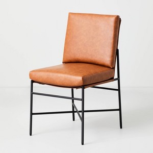 Faux Leather & Metal Dining Chair - Black/Brown - Hearth & Hand™ with Magnolia - 1 of 4