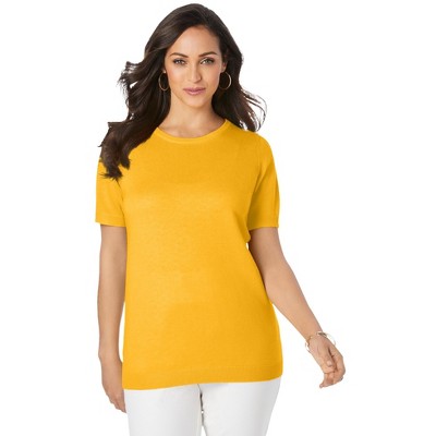 Jessica London Women's Plus Size Fine Gauge Crewneck Shell