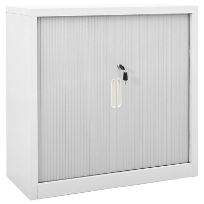 vidaXL Sliding Door Cabinet Gray 35.4 in.x15.7 in.x35.4 in. Steel