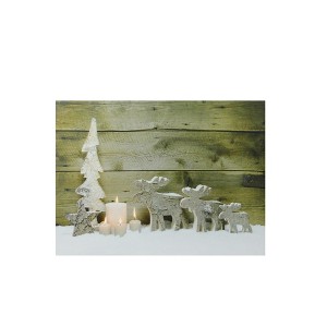 Northlight LED Lighted Flickering Candles and Winter Wooden Moose Canvas Wall Art - 12" x 15.75" - 1 of 3