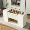 KIGFTSOD Modern Luxury Multi-Functional Island Vanity Dresser and Storage Cabinet with Glass Tabletop,Cream White - 2 of 4