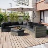Janey 6-piece All-weather Wicker Patio Sectional Sofa Set, Outdoor Furniture with Cushions and Table - Maison Boucle - 2 of 4