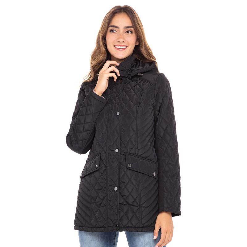 Sebby Collection Women's Quilted Jacket with Detachable Hood , 2 of 7