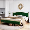Velvet Upholstered Bed Frame with Solid Wooden Slats Support and Button Tufted Headboard - 3 of 4
