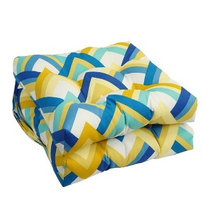 Blazing Needles, 16-inch Spun Polyester Outdoor Square Tufted Chair Cushions (Set of 2) - 1 of 2