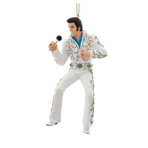 Kurt Adler Resin Ornament for Christmas Tree, Elvis Presley in Blue & White Jumpsuit - 1 of 1