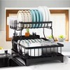 MaseiKar Dish Racks for Kitchen Counter, Stainless Steel Kitchen Dish Drying Rack with Drainboard, Detachable Dish Drainers with Utensil Holders - 2 of 4