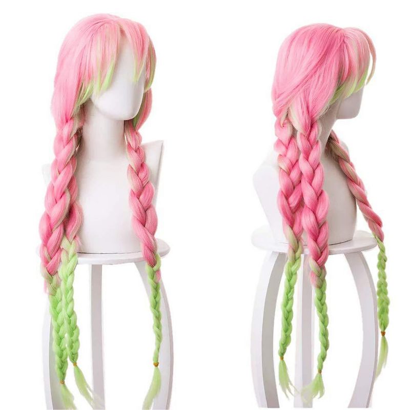 Unique Bargains Women's Wigs 31" Pink Green with Wig Cap, 5 of 7