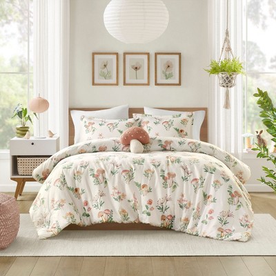 PAGED Mushroom Garden Comforter Set 3 Piece Twin/Twin XL Bedding Comforter Sets with Mushroom Shaped Pillow