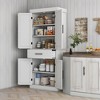 Yukimo Kitchen Tall Cabinet, 72" Freestanding Pantry Storage with Barn Doors, 5 Adjustable Shelves, White - 2 of 4