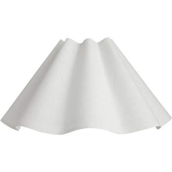 Springcrest 6" Top x 18" Bottom x 10" High x 10" Slant Lamp Shade Replacement Large White Wave Empire Modern Linen Fabric Spider Harp Finial