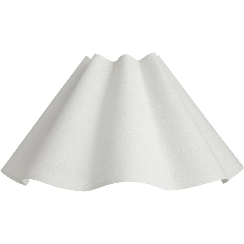 Springcrest 6" Top x 18" Bottom x 10" High x 10" Slant Lamp Shade Replacement Large White Wave Empire Modern Linen Fabric Spider Harp Finial, 1 of 8