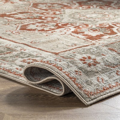 Beige Medallion Synthetic Runner Rug 2'6" x 8'