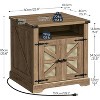 Farmhouse End Table with Charging Station, 23.6" Large End Tables for Living Room - 2 of 4