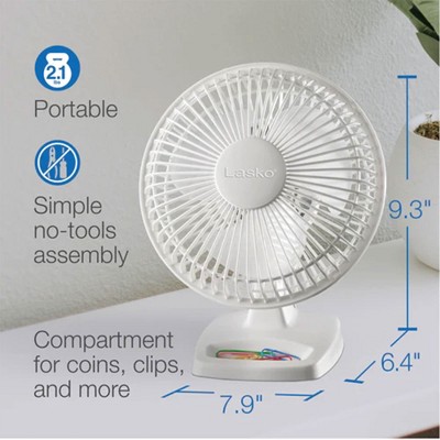 Lasko 6-Inch White 2-Speed Table-Top Cooling Fan
