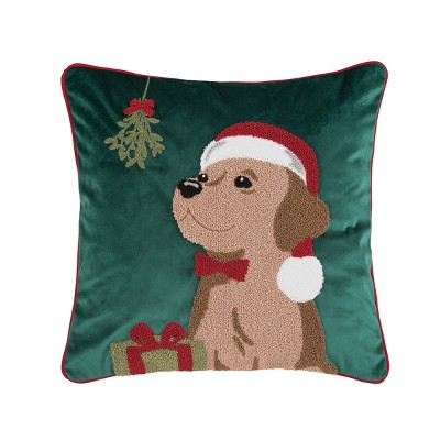 C&F Home 18" x 18" Mistletoe Puppy Pillow