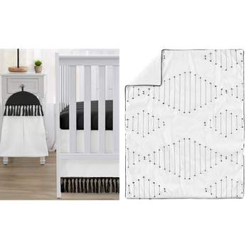 Sweet Jojo Designs Gender Neutral Unisex Baby Crib Bedding Set - Boho Stitch Black and White 4pc