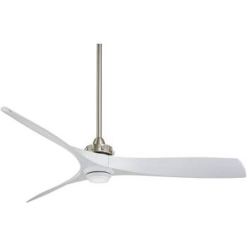 60" Minka Aire Modern Indoor Ceiling Fan with LED Light Remote Control Brushed Nickel White for Living Room Kitchen Bedroom Family